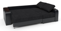 Диван угловой Тибет еврокнижка черный велюр+черная экокожа