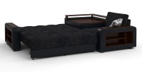 Диван угловой Президент Люкс велюр черный + экокожа черный