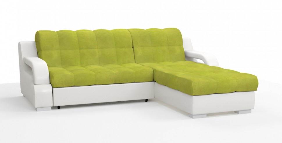 Диван угловой Маэстро Люкс экокожа белый + велюр яблоко