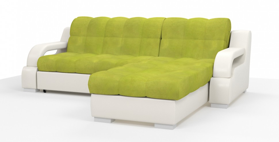Диван угловой Маэстро Люкс экокожа белый + велюр яблоко