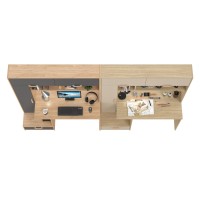 Два Стола письменных Лайт 03.243Н, цвет гикори рокфорд натуральный/тёмно-серый/плэйн/сатин, ШхГхВ 300,4х57,3х179,9 см., НЕ универсальная сборка