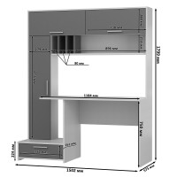 Два Стола письменных Лайт 03.243Н, цвет гикори рокфорд натуральный/тёмно-серый/плэйн/сатин, ШхГхВ 300,4х57,3х179,9 см., НЕ универсальная сборка