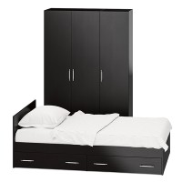 Спальня Стандарт 1-1200Я, цвет венге, ШхГхВ 123,5х203,5х70 + 135х52х200 см., сп.м. 1200х2000 мм., без матраса, основание есть