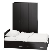 Спальня Стандарт 1-1200Я, цвет венге, ШхГхВ 123,5х203,5х70 + 135х52х200 см., сп.м. 1200х2000 мм., без матраса, основание есть