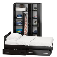 Спальня Стандарт 1-1200Я, цвет венге, ШхГхВ 123,5х203,5х70 + 135х52х200 см., сп.м. 1200х2000 мм., без матраса, основание есть