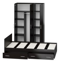 Спальня Стандарт 1-1200Я, цвет венге, ШхГхВ 123,5х203,5х70 + 135х52х200 см., сп.м. 1200х2000 мм., без матраса, основание есть