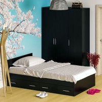 Спальня Стандарт 1-1200Я, цвет венге, ШхГхВ 123,5х203,5х70 + 135х52х200 см., сп.м. 1200х2000 мм., без матраса, основание есть