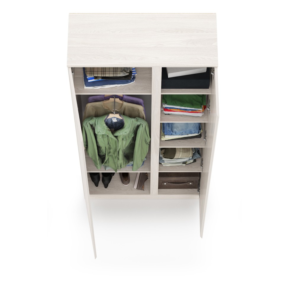 КР100 Ника прихожая 13.11 Шкаф комбинир., цвет ясень анкор светлый, ШхГхВ 91,8х38,3х207,9 см., ун. сборка, зеркало внутри шкафа на двери