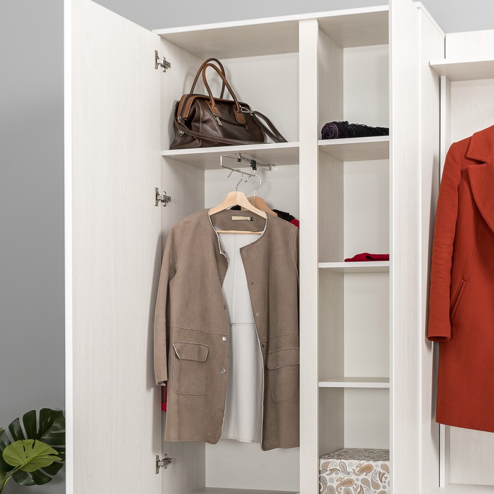 КР100 Ника прихожая 13.11 Шкаф комбинир., цвет ясень анкор светлый, ШхГхВ 91,8х38,3х207,9 см., ун. сборка, зеркало внутри шкафа на двери