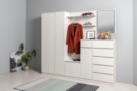 КР100 Ника прихожая 13.11 Шкаф комбинир., цвет ясень анкор светлый, ШхГхВ 91,8х38,3х207,9 см., ун. сборка, зеркало внутри шкафа на двери