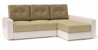 Диван угловой Амстердам стиль 2 еврокнижка бежевый велюр+бежевая экокожа