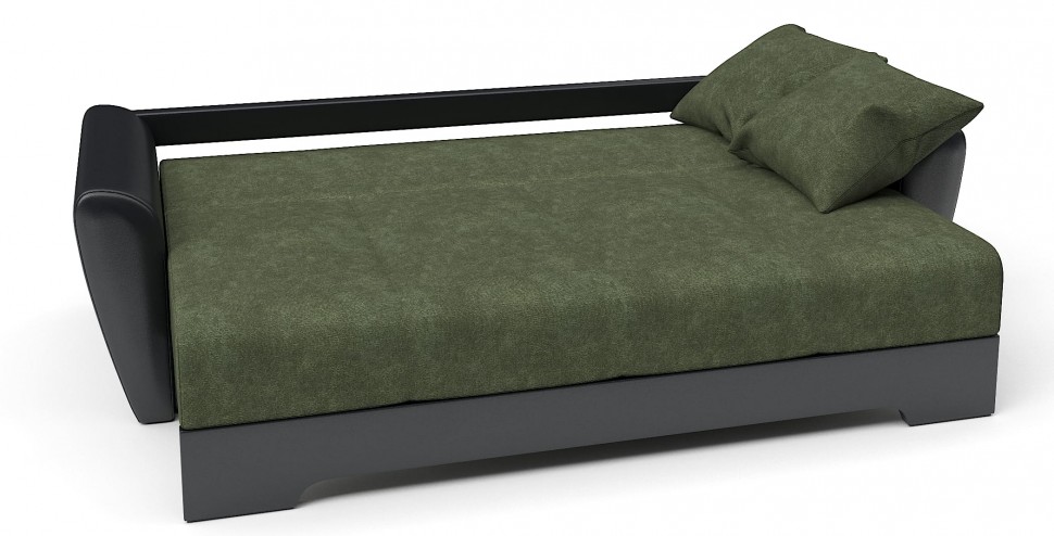 Диван прямой Амстердам еврокнижка зеленый велюр+черная экокожа
