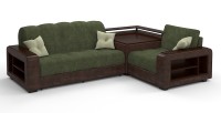 Диван угловой Президент Люкс велюр зеленый + экокожа коричневый