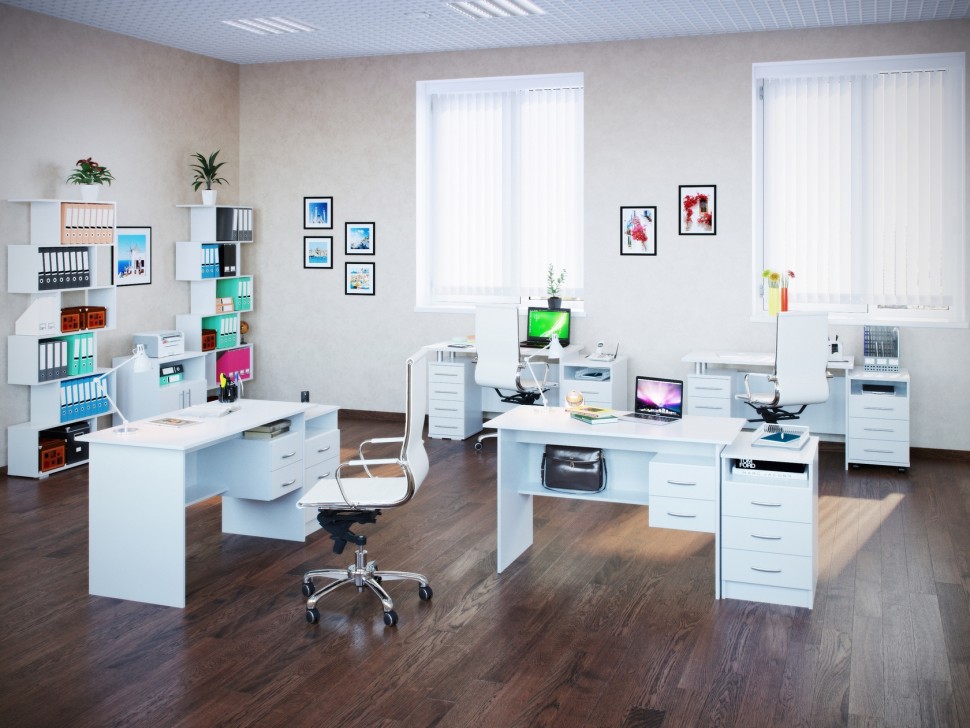 Стол компьютерный Сокол СПМ-07-1Б, цвет белый, ШхГхВ 120х60х74 см., письменный стол со встроенной тумбой, универсальная сборка