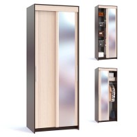 Шкаф-купе Контур ШР-96.2 с зеркалом, цвет дуб венге/белёный дуб, ШхГхВ 90х60х240 см.