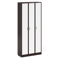 Прихожая П-6 Пенал 3 штуки, цвет венге/фасады МДФ белое дерево фрезеровка ромб, ШхГхВ 90х35х210 см., универсальная сборка