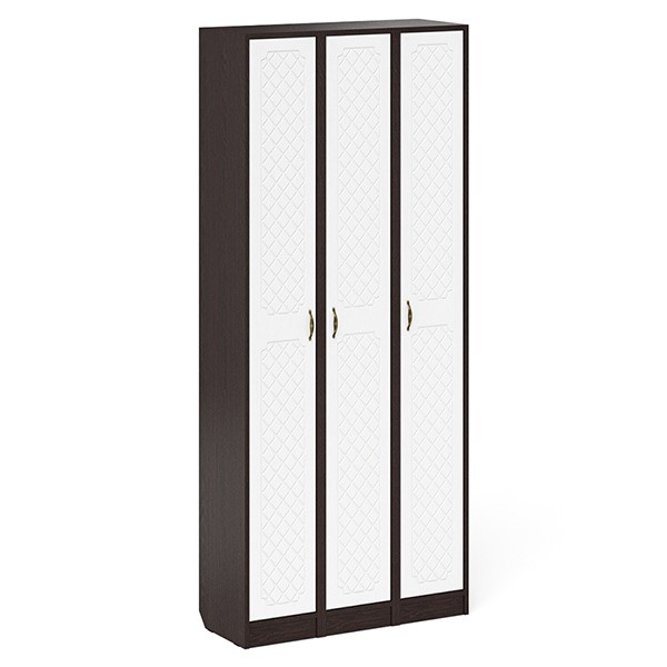 Прихожая П-6 Пенал 3 штуки, цвет венге/фасады МДФ белое дерево фрезеровка ромб, ШхГхВ 90х35х210 см., универсальная сборка