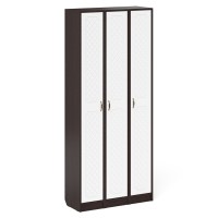 Прихожая П-6 Пенал 3 штуки, цвет венге/фасады МДФ белое дерево фрезеровка ромб, ШхГхВ 90х35х210 см., универсальная сборка