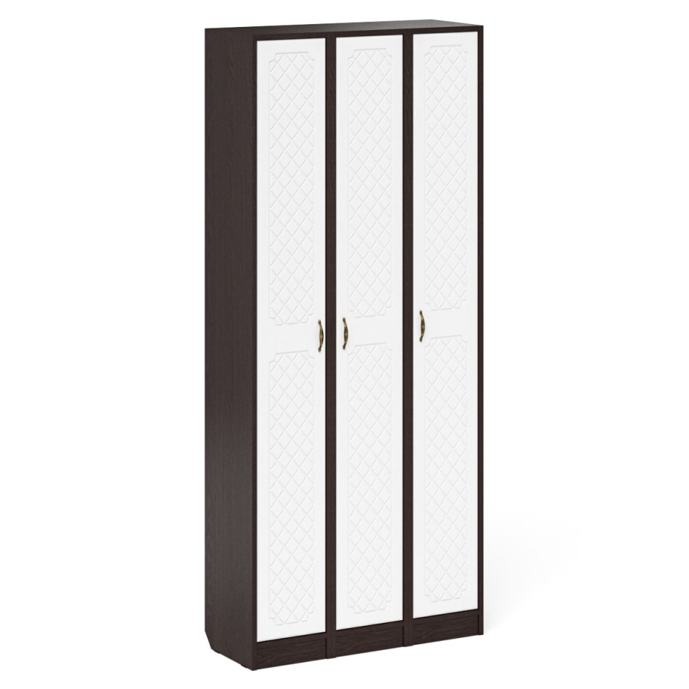 Прихожая П-6 Пенал 3 штуки, цвет венге/фасады МДФ белое дерево фрезеровка ромб, ШхГхВ 90х35х210 см., универсальная сборка