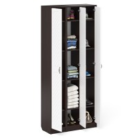 Прихожая П-6 Пенал 3 штуки, цвет венге/фасады МДФ белое дерево фрезеровка ромб, ШхГхВ 90х35х210 см., универсальная сборка