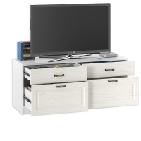 Ливерпуль Тумба, цвет ясень ваниль/белый, ШхГхВ 140х49,3х60,8 см.