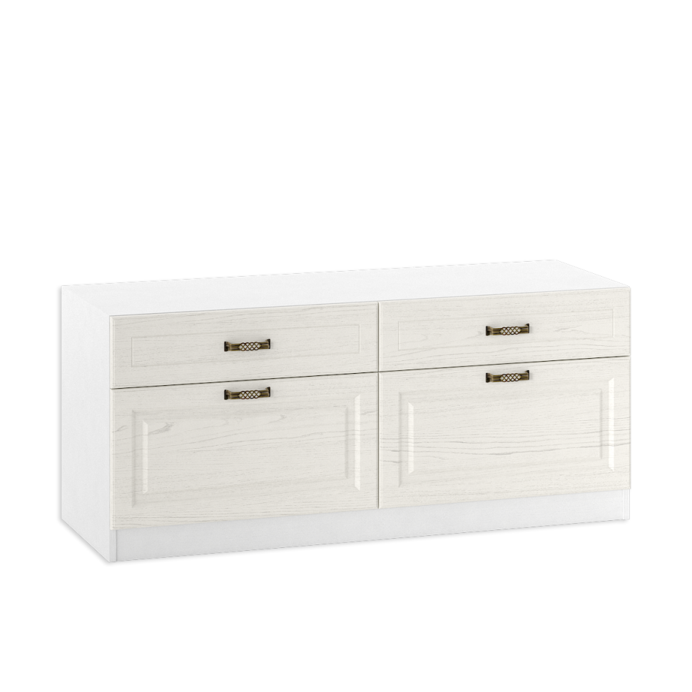 Ливерпуль Тумба, цвет ясень ваниль/белый, ШхГхВ 140х49,3х60,8 см.