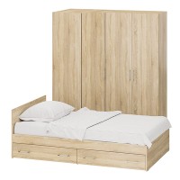 Спальня Стандарт 2-1200Я, цвет дуб сонома, ШхГхВ 123,5х203,5х70 + 171,2х81,2х200 см., сп.м. 1200х2000 мм., без матраса, основание есть