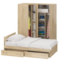 Спальня Стандарт 2-1200Я, цвет дуб сонома, ШхГхВ 123,5х203,5х70 + 171,2х81,2х200 см., сп.м. 1200х2000 мм., без матраса, основание есть