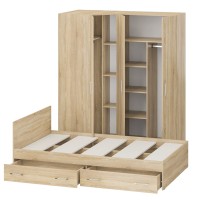 Спальня Стандарт 2-1200Я, цвет дуб сонома, ШхГхВ 123,5х203,5х70 + 171,2х81,2х200 см., сп.м. 1200х2000 мм., без матраса, основание есть