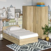 Спальня Стандарт 2-1200Я, цвет дуб сонома, ШхГхВ 123,5х203,5х70 + 171,2х81,2х200 см., сп.м. 1200х2000 мм., без матраса, основание есть