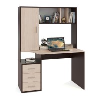 Стол компьютерный Сокол КСТ-16, цвет венге/беленый дуб, ШхГхВ 120х60х160 см., стол компьютерный с тумбой и надстройкой, НЕ универсальная сборка