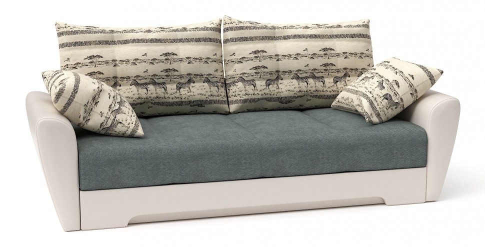 Диван прямой Амстердам еврокнижка серый велюр+бежевая экокожа