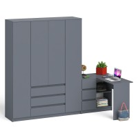 Мори Стол компьютерный МС-16 левый + Шкаф МШ1600.1, цвет графит, ШхГхВ 284,8х84,9х209,6 см., выдвижные ящики слева, НЕ универсальная сборка