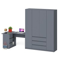 Мори Стол компьютерный МС-16 левый + Шкаф МШ1600.1, цвет графит, ШхГхВ 284,8х84,9х209,6 см., выдвижные ящики слева, НЕ универсальная сборка