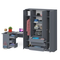 Мори Стол компьютерный МС-16 левый + Шкаф МШ1600.1, цвет графит, ШхГхВ 284,8х84,9х209,6 см., выдвижные ящики слева, НЕ универсальная сборка