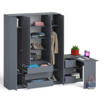 Мори Стол компьютерный МС-16 левый + Шкаф МШ1600.1, цвет графит, ШхГхВ 284,8х84,9х209,6 см., выдвижные ящики слева, НЕ универсальная сборка