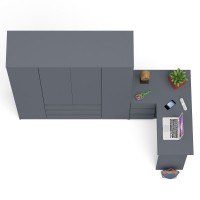 Мори Стол компьютерный МС-16 левый + Шкаф МШ1600.1, цвет графит, ШхГхВ 284,8х84,9х209,6 см., выдвижные ящики слева, НЕ универсальная сборка