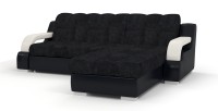 Диван угловой Маэстро Люкс экокожа черный/белый + велюр черный