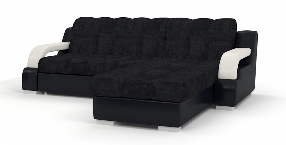 Диван угловой Маэстро Люкс экокожа черный/белый + велюр черный