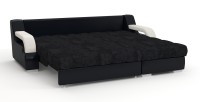 Диван угловой Маэстро Люкс экокожа черный/белый + велюр черный