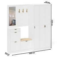 Прихожая П-6 Компоновка № 51, цвет белая шагрень/фасады МДФ белое дерево фрезеровка прованс, ШхГхВ 200х50х210 см., универсальная сборка