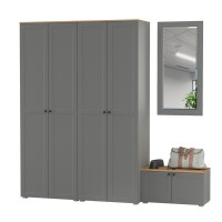 Остин Прихожая 30, цвет серый графит/дуб крафт золотой, ШхГхВ 240х54,3х229,6 см., универсальная сборка