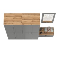 Остин Прихожая 30, цвет серый графит/дуб крафт золотой, ШхГхВ 240х54,3х229,6 см., универсальная сборка