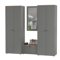 Остин Прихожая 30, цвет серый графит/дуб крафт золотой, ШхГхВ 240х54,3х229,6 см., универсальная сборка