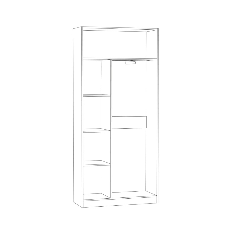 Ливерпуль Шкаф для одежды, цвет ясень ваниль/белый, ШхГхВ 100х41,4х220,3 см., подходит карниз 1000 #1650021