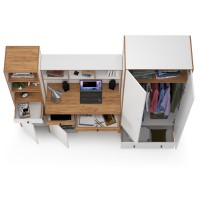 Вуди Компоновка № 24, цвет белый премиум/дуб крафт золотой, ШхГхВ 241х52,7х205 см., универсальная сборка