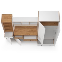 Вуди Компоновка № 24, цвет белый премиум/дуб крафт золотой, ШхГхВ 241х52,7х205 см., универсальная сборка