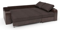 Диван угловой Тибет еврокнижка коричневая рогожка+коричневая экокожа