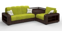 Диван угловой Президент Люкс велюр яблоко + экокожа коричневый