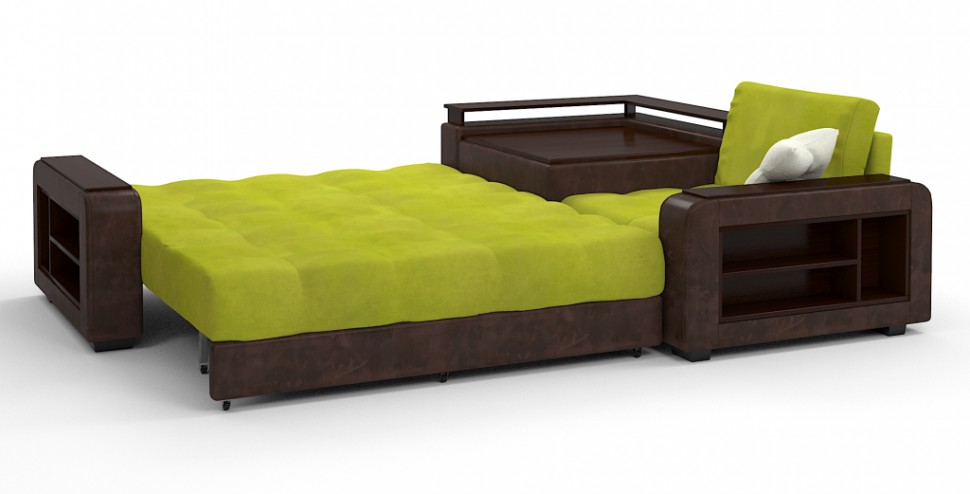 Диван угловой Президент Люкс велюр яблоко + экокожа коричневый